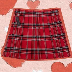 Red and Black Plaid Pleated Skirt No Boundaries
